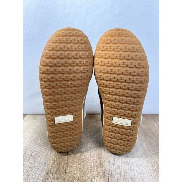 LL Bean Sherpa Lined Mountain Slippers Womens 10 Brown Suede Leather Booties Moc - Picture 6 of 9